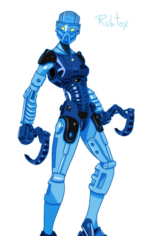 armor blue_body dual_wielding female holding_object holding_weapon looking_at_viewer machine mask melee_weapon not_furry simple_background solo standing text translucent translucent_body weapon white_background yellow_eyes rubtox bionicle lego gali humanoid robot toa 2012 absurd_res digital_drawing_(artwork) digital_media_(artwork) hi_res signature