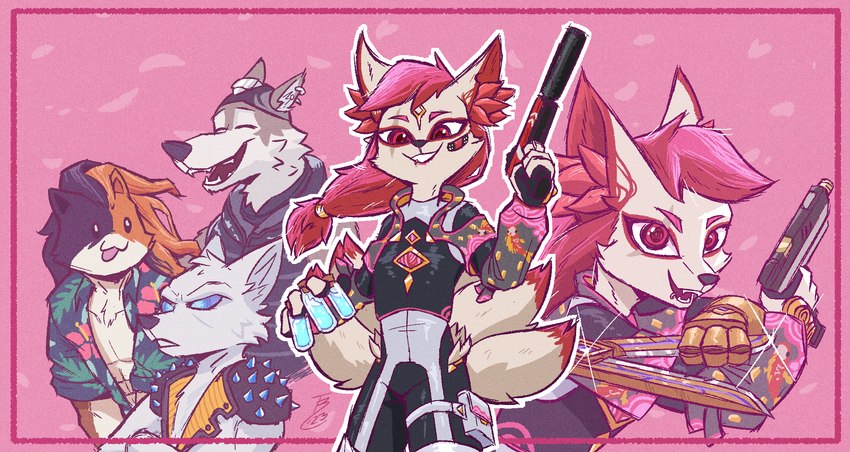 kimiko five-tails, meowscles, purradise meowscles, volpez, and wendell (epic games and etc) created by theblueberrycarrots