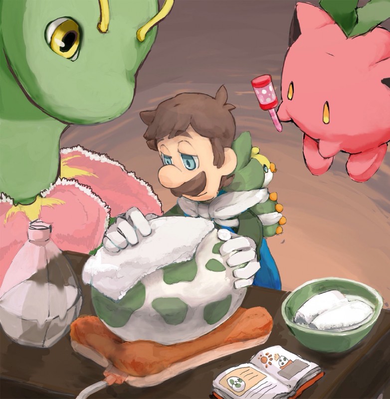 ambiguous_gender book clothed clothing egg facial_hair feral group heating_pad male mustache plant simple_background towel uroad7 mario_bros nintendo pokemon luigi elemental_creature flora_fauna generation_2_pokemon generation_5_pokemon hoppip human mammal meganium pokemon_(species) sewaddle crossover hi_res