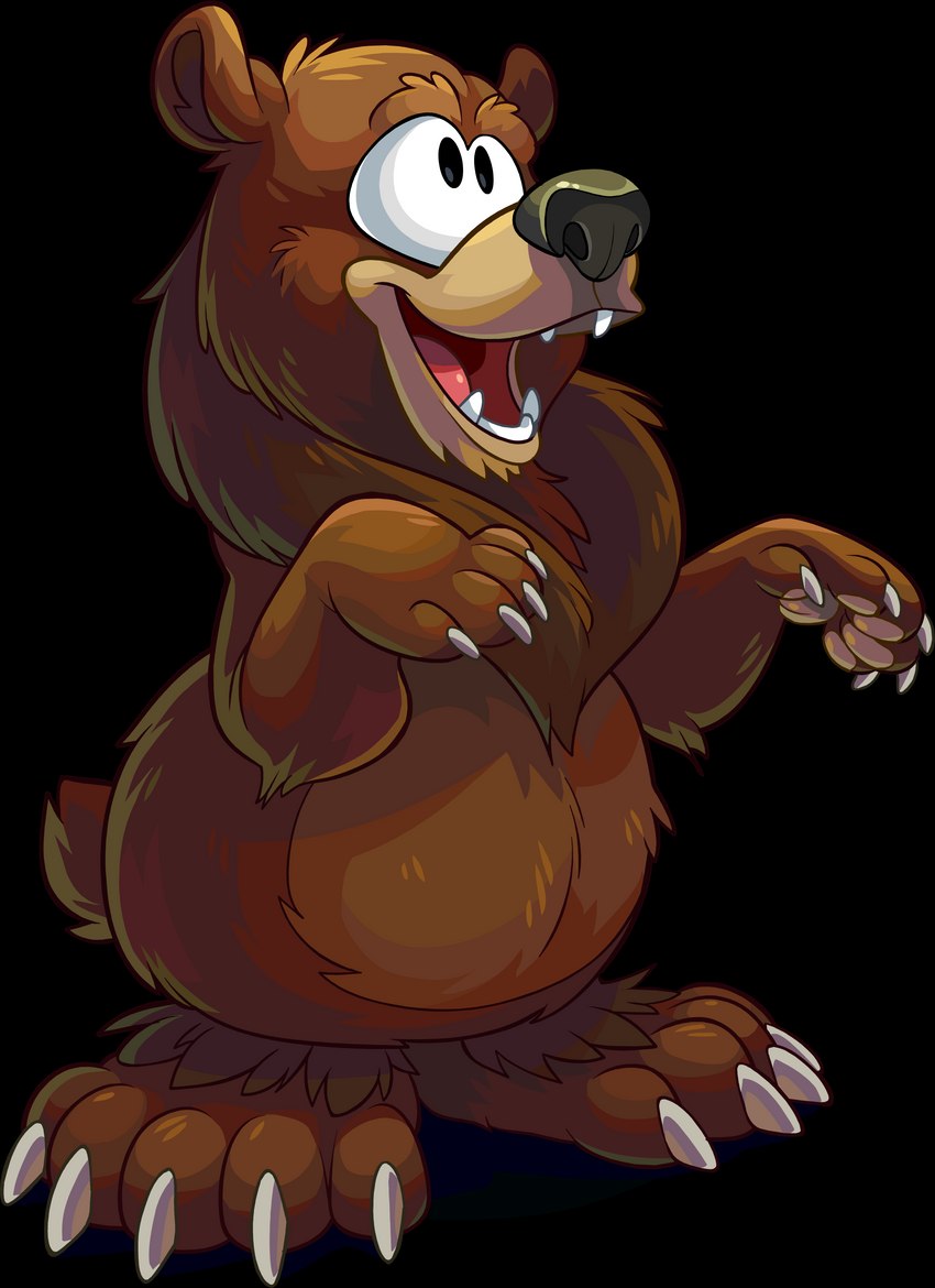 ambiguous_gender bear_ears bear_tail brown_body brown_fur claws fur looking_aside open_mouth solo standing teeth toony unknown_artist club_penguin bear brown_bear mammal ursine absurd_res alpha_channel full-length_portrait hi_res official_art portrait