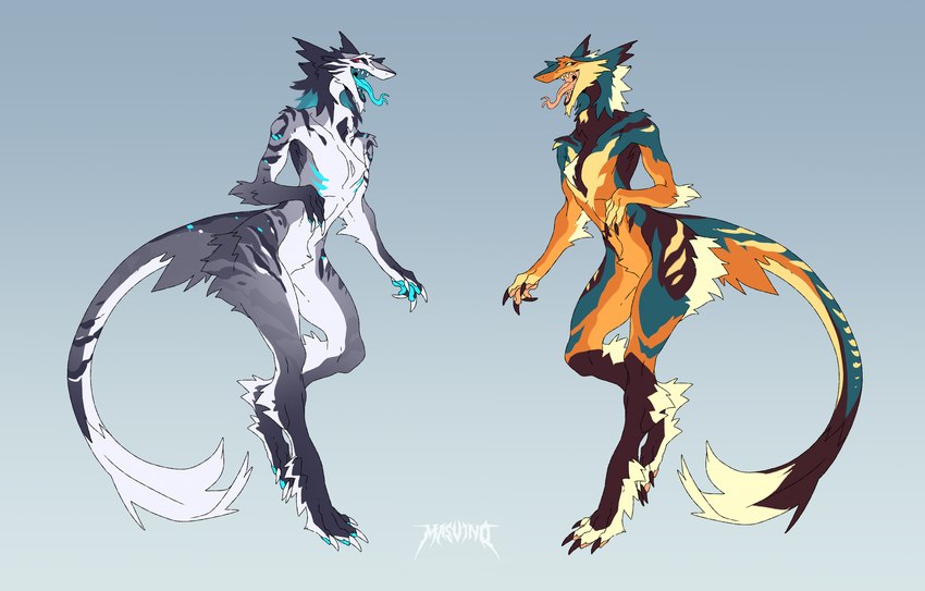 claws duo forked_tongue fur looking_at_viewer open_mouth open_smile smile tail tail_tuft tongue tongue_out tuft masvino sergal hi_res