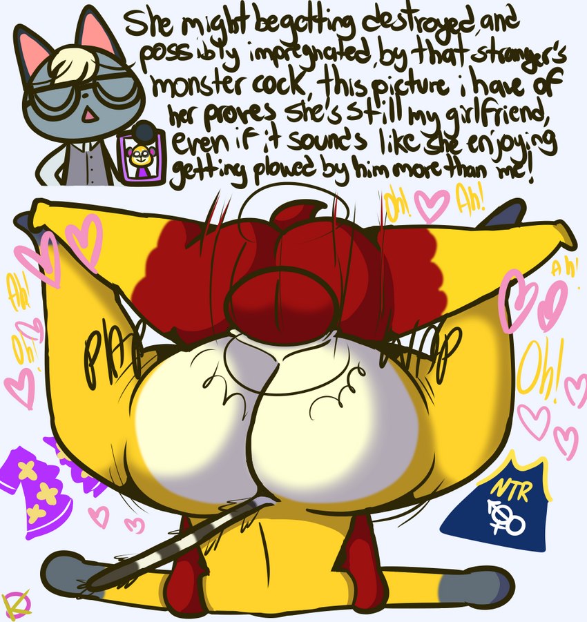 anthro big_butt bubble_butt butt butt_focus cuckold female from_front_position group holding_arm in_denial infidelity male male/female penetration piledriver_position questionable_consent sex spread_legs spreading text trio vaginal vaginal_penetration klutzatdusk animal_crossing nintendo bill_(animal_crossing) raymond_(animal_crossing) tammi_(animal_crossing) anatid anseriform avian bird domestic_cat duck felid feline felis haplorhine mammal monkey primate english_text