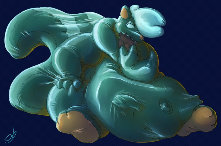 after_transformation ambiguous_gender anthro belly big_belly big_tail creases eating feet folds glistening glistening_body hand_on_leg latex multiple_prey nozzle nozzle_on_belly pawpads pool_toy sitting solo stretching tail unconcerned vore wrinkled_feet wrinkles stormdragonblue mao_otter animate_inanimate mammal mephitid mustelid otter skunk 2023 absurd_res colored hi_res