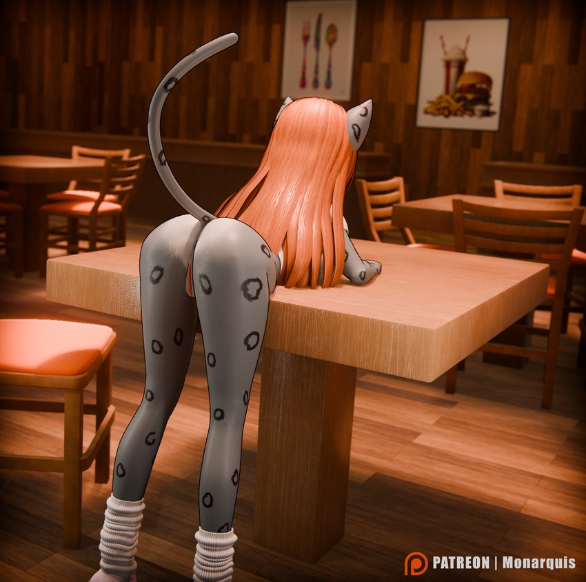 anthro anus butt clothed clothing female footwear genitals nude nude_female partially_clothed pubes pussy socks solo monarquis momo_(monarquis) felid mammal pantherine snow_leopard 3d_(artwork) absurd_res digital_media_(artwork) hi_res