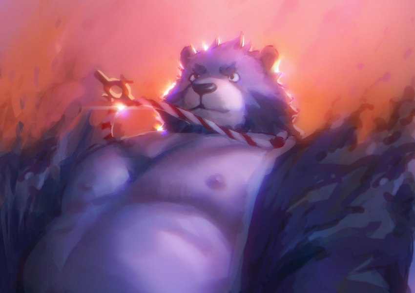 anthro belly black_nose blue_body blue_fur fur kemono male moobs nipples overweight overweight_anthro overweight_male solo white_body white_fur qigiu bonasiah full_attack sophring_jie bear mammal 2021 absurd_res hi_res