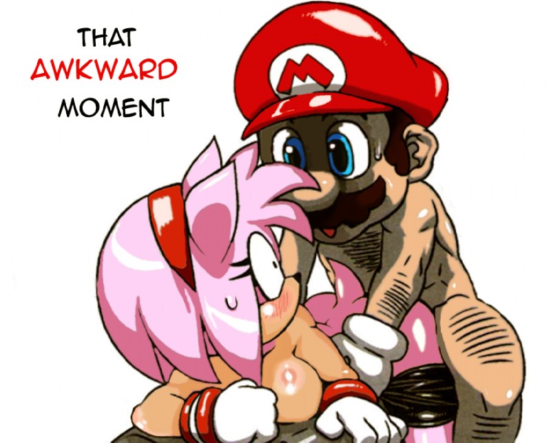 amy rose and mario (sonic the hedgehog (series) and etc) created by nezumi (artist), third-party edit, and tko-san