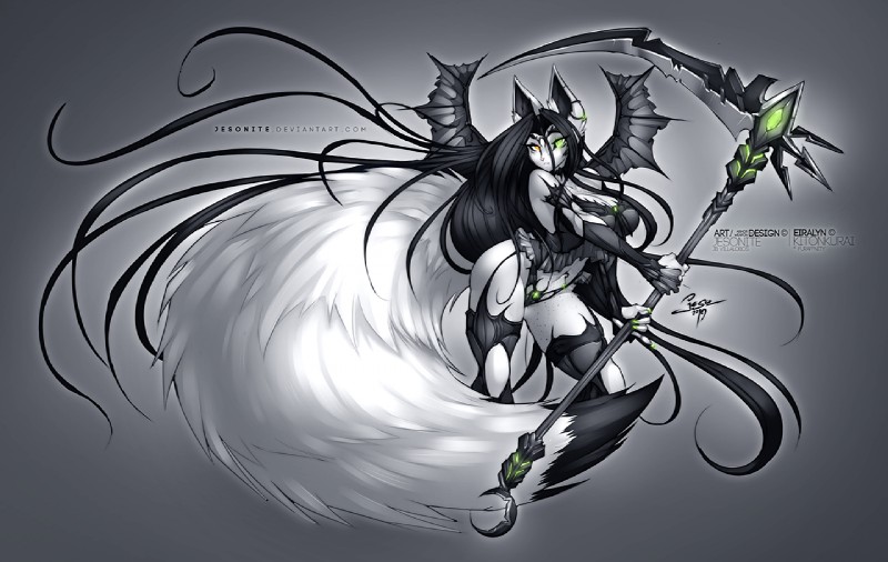 alternative_fashion black_hair female goth grey_background hair holding_object holding_weapon looking_at_viewer melee_weapon polearm scythe simple_background solo trad_goth weapon jesonite animal_humanoid canid canid_humanoid canine canine_humanoid fox_humanoid humanoid mammal mammal_humanoid 2019 digital_media_(artwork)