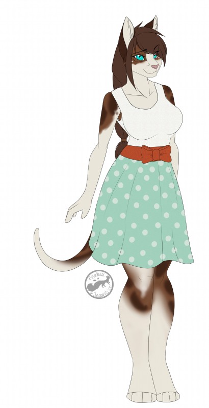 anthro barefoot biped clothed clothing feet female hindpaw paws simple_background smile solo standing white_background magic_(artist) felid mammal absurd_res hi_res