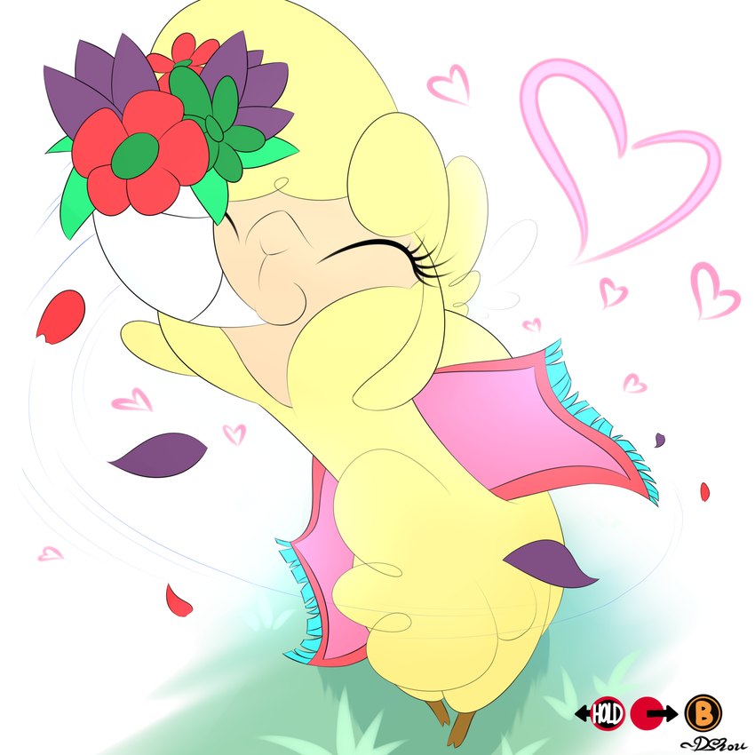 bouquet eyelashes eyes_closed female feral flower fur heart_symbol plant quadruped smile solo yellow_body yellow_fur dshou them's_fightin'_herds menace paprika_paca_(tfh) alpaca camelid mammal 1:1 2018 absurd_res digital_drawing_(artwork) digital_media_(artwork) full-length_portrait hi_res portrait