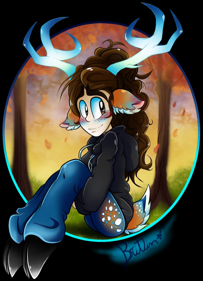 anthro antlers autumn bent_legs big_ears black_clothing black_hoodie black_hooves black_topwear blue_antlers blue_border blue_bottomwear blue_clothing blue_ears blue_jeans blue_pants blue_sky blue_tail blush blush_lines border bottomwear brown_ears brown_eyebrows brown_eyes brown_hair brown_tail clothed clothed_anthro clothed_female clothing cloven_hooves curled_hair denim denim_bottomwear denim_clothing detailed_background ear_blush eyebrows fallen_leaves falling_leaves female fluffy fluffy_ears fluffy_tail forest forest_background freckles grass green_border green_grass hair happy hoodie hooves horn hugging_legs jeans long_hair looking_aside looking_away multicolored_ears multicolored_sky multicolored_tail nature nature_background orange_leaves outside pale pale_face pale_skin pants plant scut_tail self_hug short_tail shy simple_background sitting sitting_on_ground sky smile solo tail three_tone_ears toony topwear transparent_background tree two_tone_antlers two_tone_sky unguligrade white_antlers white_ears white_eyes yellow_leaves yellow_sky 8-bit-britt rane_(8-bit-britt) animal_humanoid deer deer_humanoid faun humanoid mammal mammal_humanoid alpha_channel artist_name detailed digital_media_(artwork) gimp_(artwork) hi_res signature