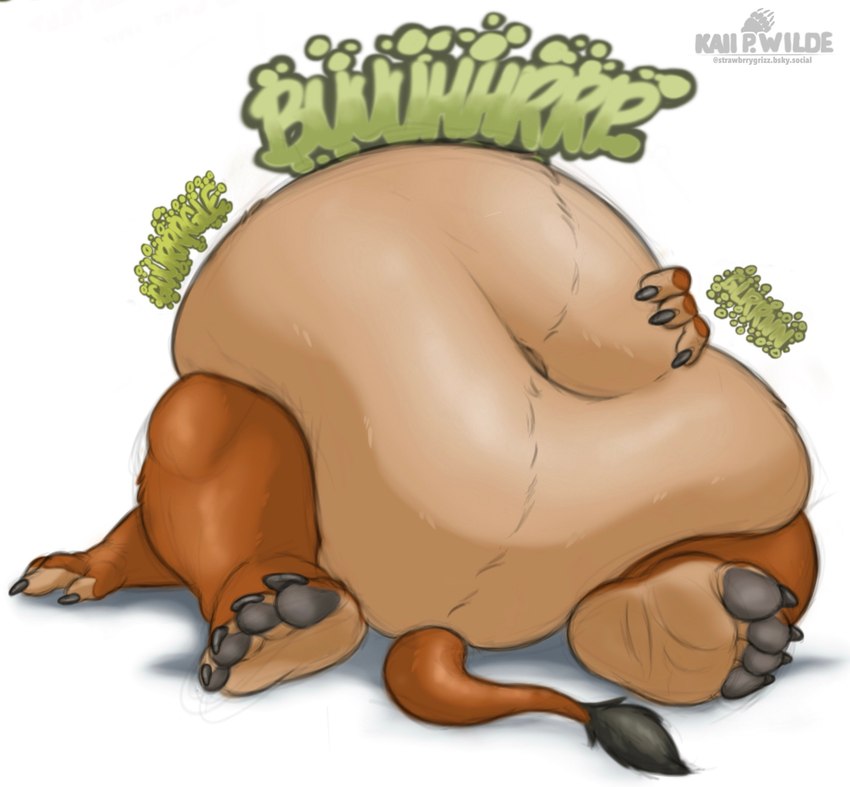 anthro belly big_belly bloated burping claws fur hand_on_belly huge_belly lying male morbidly_obese morbidly_obese_anthro morbidly_obese_male navel nude obese obese_anthro obese_male on_back overweight overweight_anthro overweight_male paws rumbling_stomach solo sound_effects tail tail_between_legs tail_tuft text tuft husky2paws disney the_lion_king scar_(the_lion_king) felid lion mammal pantherine 2025 hi_res signature