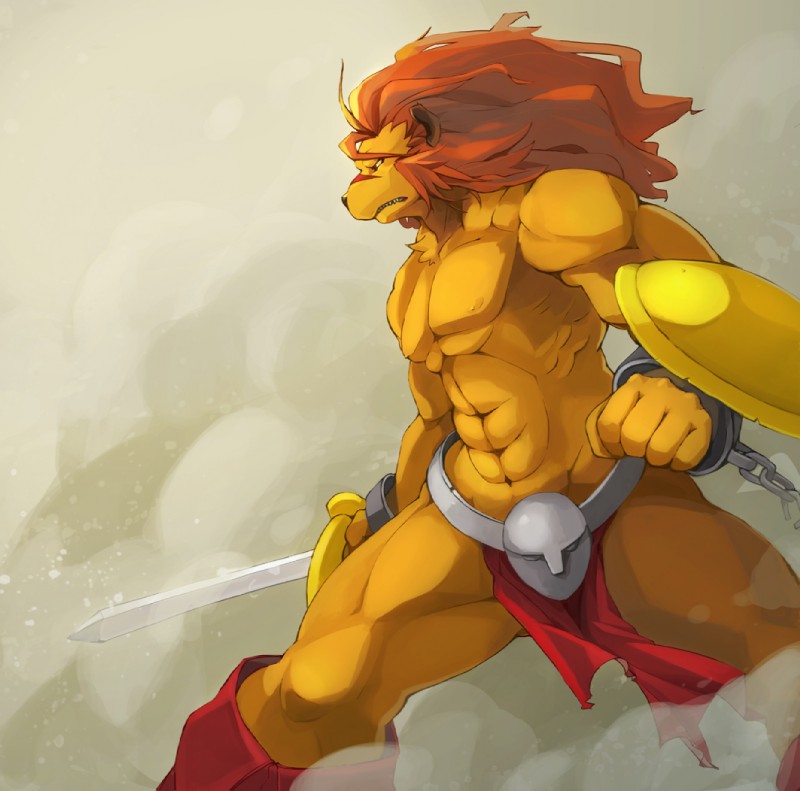 abs anthro biceps big_muscles bottomwear clothed clothing fur loincloth male melee_weapon muscular muscular_anthro muscular_male nipples pecs scar solo sword topless weapon dv-ch red_earth leo_(red_earth) felid lion mammal pantherine