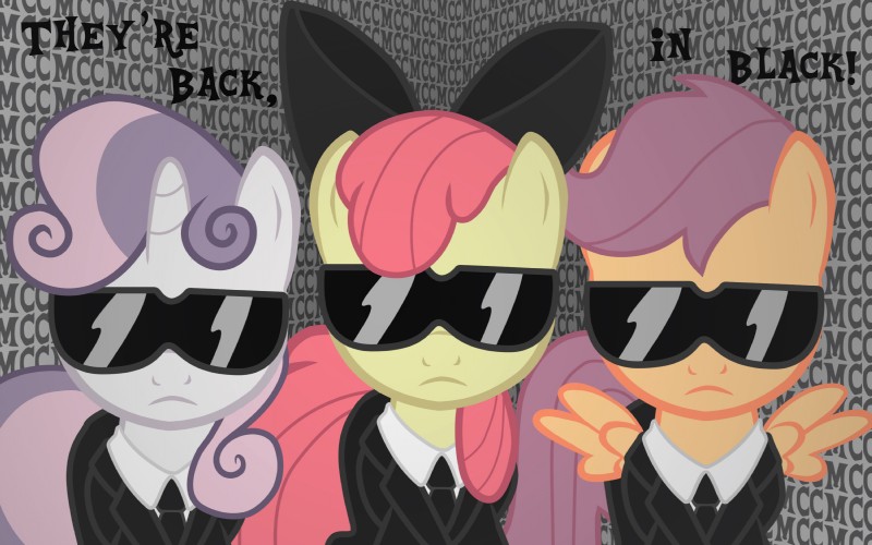 clothing eyewear feathered_wings feathers female feral group horn orange_body orange_feathers suit sunglasses wings herostrain friendship_is_magic hasbro men_in_black my_little_pony mythology apple_bloom_(mlp) scootaloo_(mlp) sweetie_belle_(mlp) earth_pony equid equine horse mammal mythological_creature mythological_equine pegasus pony unicorn crossover hi_res