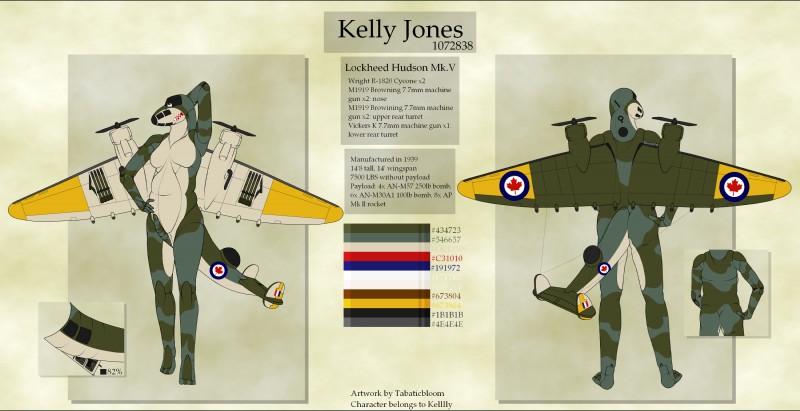 aircraft breasts genitals gynomorph hudson_mk_v intersex lined lockheedhudson machine nude penis smile solo standing text vehicle tabaticbloom hudson kelly_the_hudson living_aircraft living_machine living_vehicle absurd_res english_text hi_res letterbox model_sheet