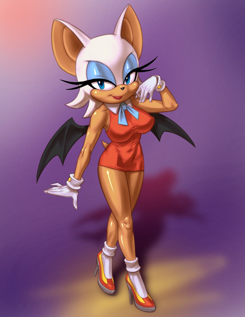 5_fingers alternate_costume anthro biped blue_eyes clothed clothing clothing_swap eyelashes eyeshadow female fingers footwear gloves half-closed_eyes handwear high_heels looking_at_viewer makeup narrowed_eyes nipple_outline shadow shoes solo bhawk sega sonic_the_hedgehog_(series) cream_the_rabbit rouge_the_bat bat mammal 2024 digital_media_(artwork) hi_res