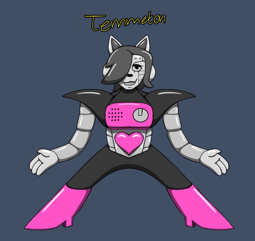 black_nose boots clothing footwear heart_symbol machine metal metallic_body pink_boots pink_clothing pink_footwear shoes shoulder_guards solo wetwaffls undertale undertale_(series) mettaton temmeton_(temmieverse) temmie_(undertale) canid canine felid feline humanoid mammal robot robot_humanoid tem