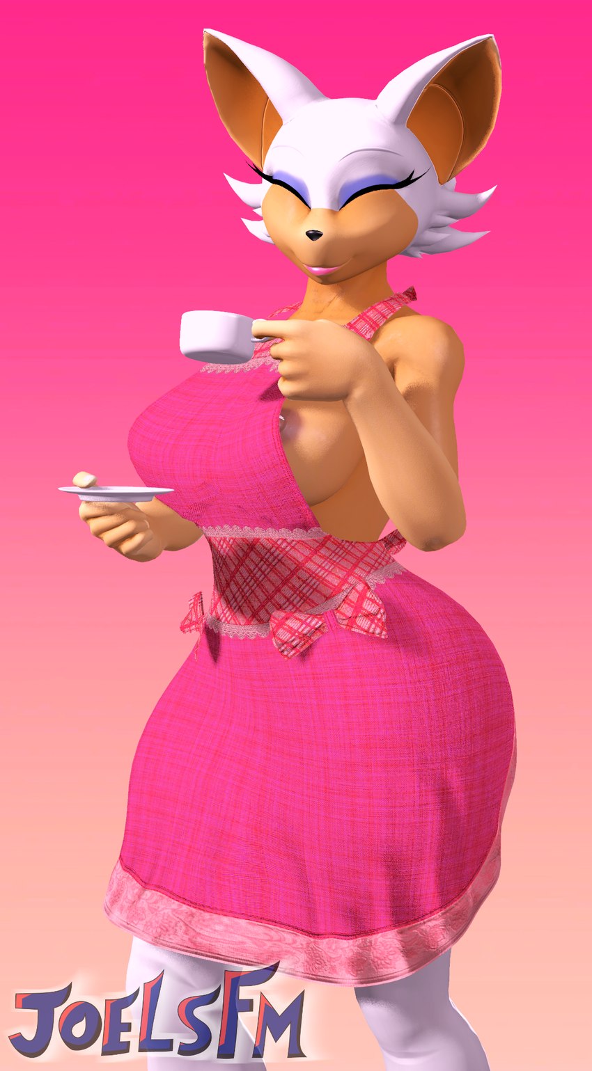 anthro apron apron_only beverage breasts clothing coffee coffee_cup container cup eyes_closed female happy nipple_slip nipples smile solo joelsfm warfaremachine_(modeler) sega sonic_the_hedgehog_(series) rouge_the_bat warfare_rouge bat mammal 3d_(artwork) digital_media_(artwork) hi_res source_filmmaker_(artwork)