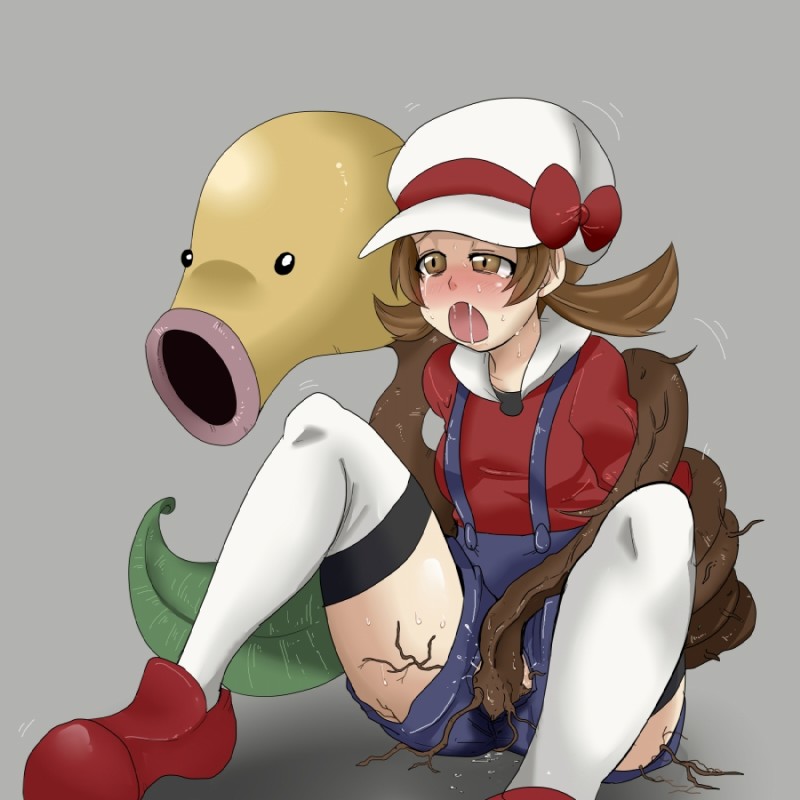 ambiguous_gender black_eyes blush bodily_fluids bound brown_eyes brown_hair clothing duo female forced grey_background hair hat headgear headwear human_focus interspecies leaf legwear not_furry open_mouth penetration plant pokephilia rape ribbons sex simple_background stockings tears vaginal vaginal_penetration yellow_body boy_(artist) nintendo pokemon bellsprout elemental_creature flora_fauna generation_1_pokemon human mammal pokemon_(species) 1:1 2011