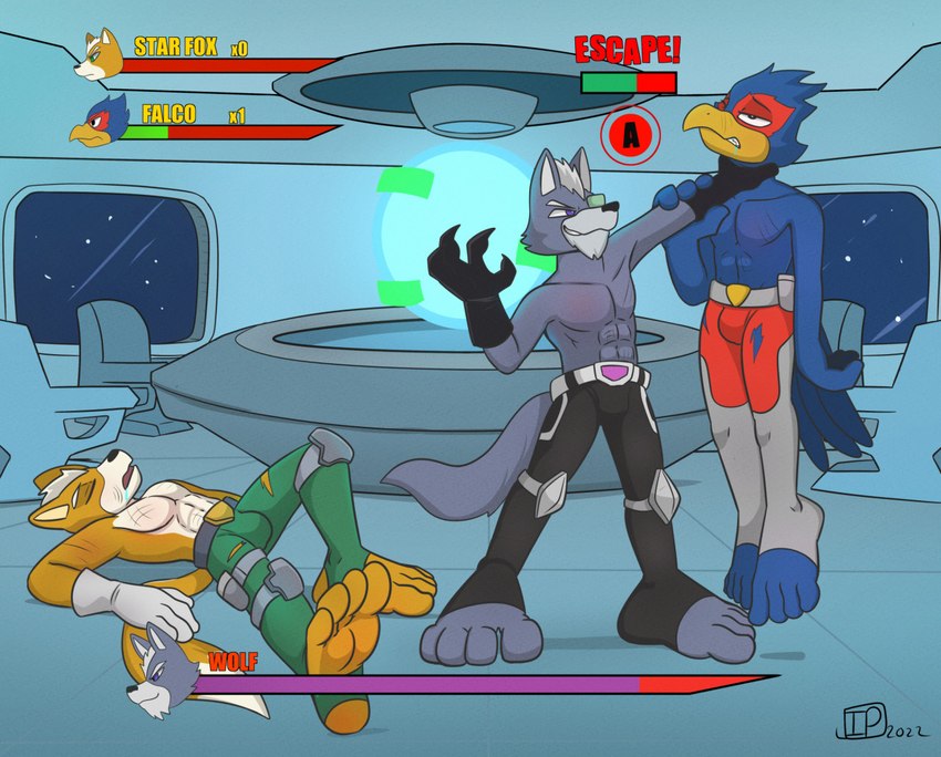 falco lombardi, fox mccloud, and wolf o'donnell (nintendo and etc) created by introvertedpooch