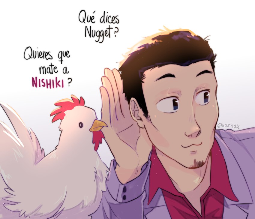 kazuma kiryu and nugget (yakuza (series) and etc) created by existencial-fire