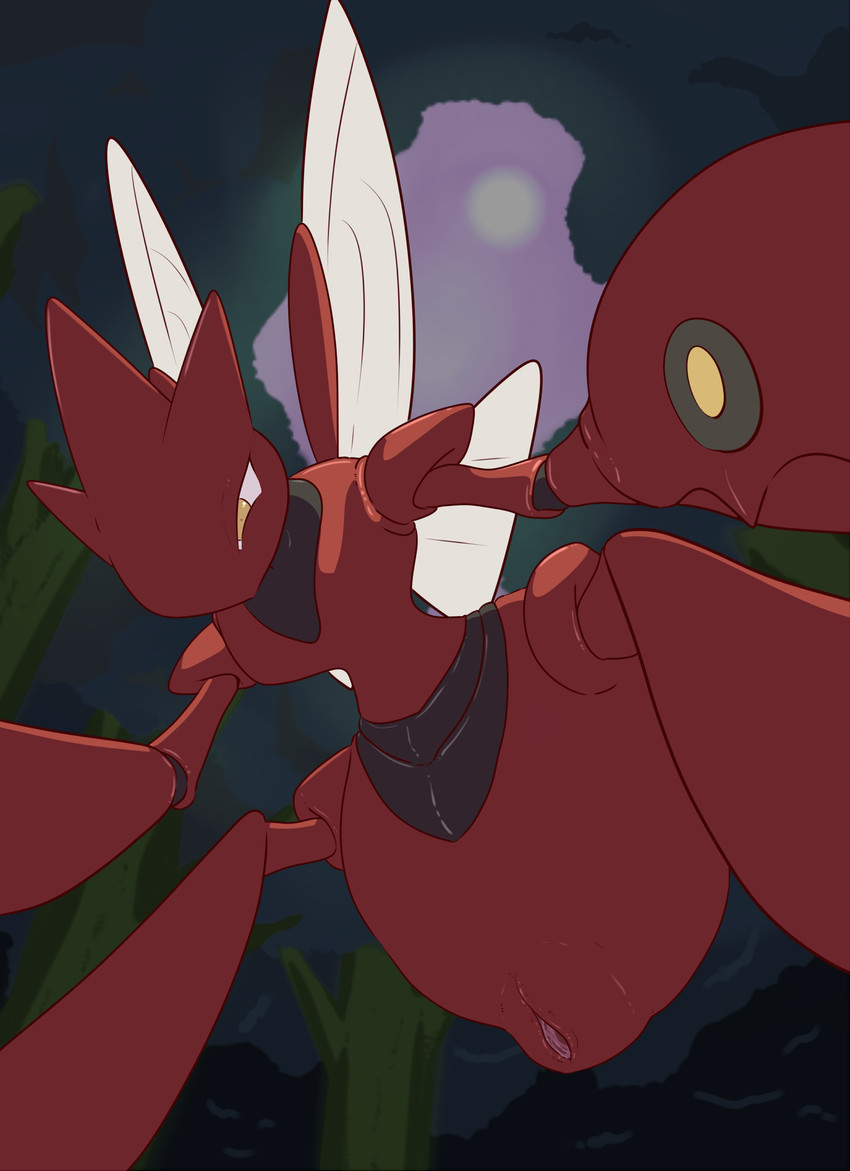 animal_genitalia arthropod_abdomen arthropod_abdomen_cloaca arthropod_abdomen_genitalia backlighting cloaca female forest genitals light low-angle_view moon outside plant solo tree worm's-eye_view yellow_eyes sewage_aqua nintendo pokemon generation_2_pokemon pokemon_(species) scizor hi_res lighting