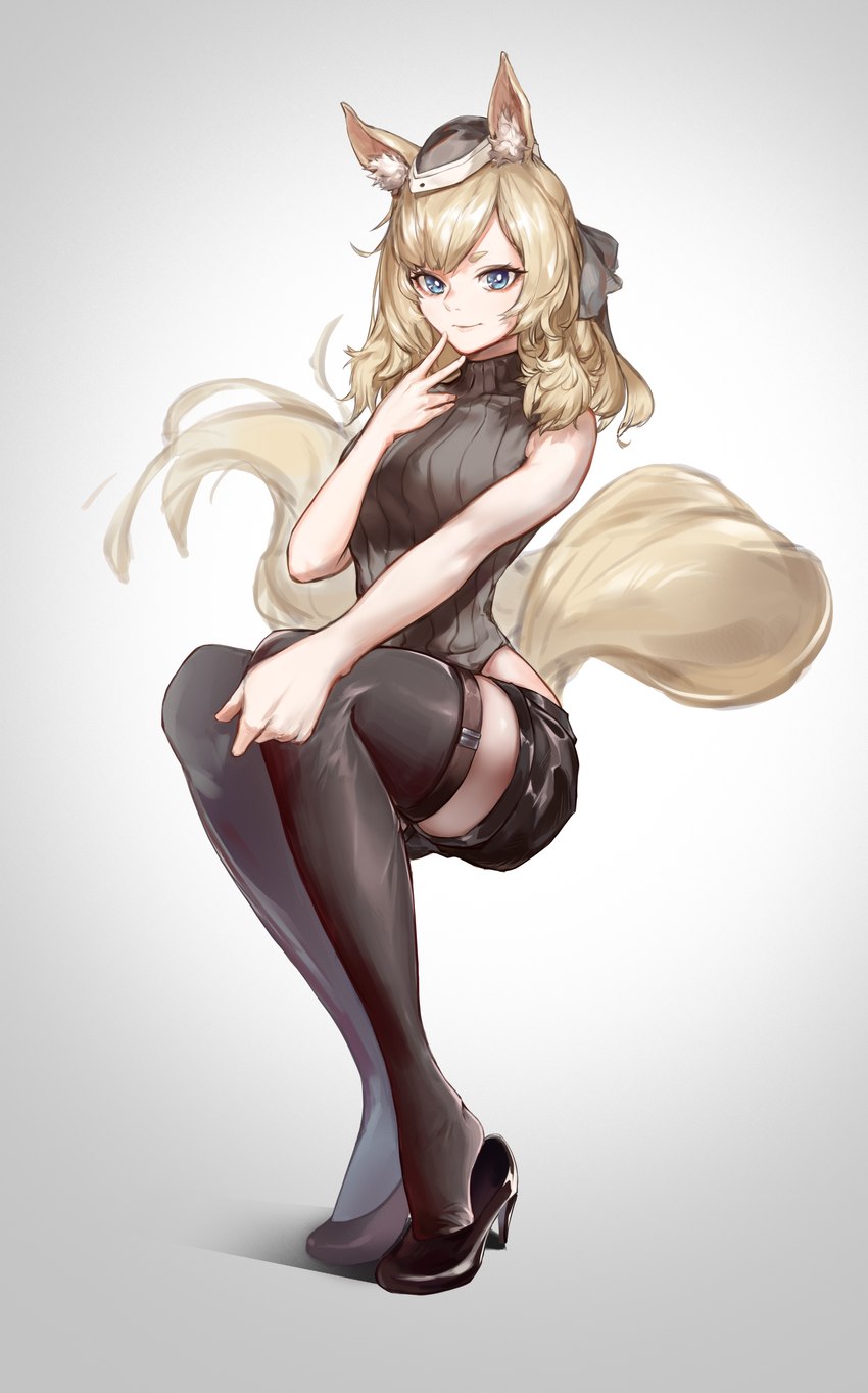 absolute_territory blonde_hair blue_eyes breasts butt clothing female fluffy fluffy_tail footwear fur hair hat headgear headwear heelpop high_heels inner_ear_fluff legwear looking_at_viewer loose_footwear ribbed_clothing ribbed_sweater shoes smile solo sweater tail thigh_highs topwear tuft white_body white_fur heine_(artist) arknights hypergryph studio_montagne whislash_(arknights) animal_humanoid equid equid_humanoid equine equine_humanoid humanoid mammal mammal_humanoid 2020 absurd_res hi_res