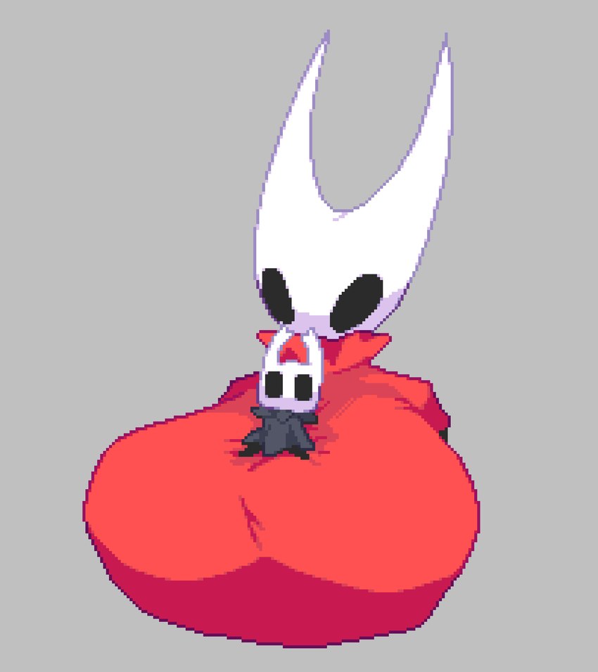 2_horns big_breasts black_arms black_eyes black_legs breasts clothing duo female grey_background horn larger_female looking_at_another on_breasts red_clothing simple_background sitting size_difference popcatpixel hollow_knight team_cherry hornet_(hollow_knight) the_knight_(hollow_knight) arthropod vessel_(species) 2024 digital_media_(artwork) hi_res pixel_(artwork) nonbinary_(lore) sibling_(lore) sister_(lore)