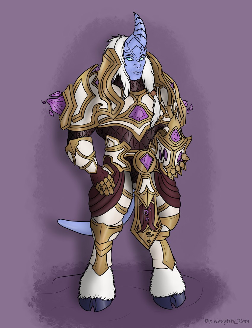 armor confident hooves horn male muscular paladin naughty_ram blizzard_entertainment warcraft draenei absurd_res hi_res