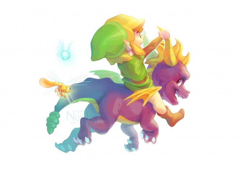 link, navi, sparx, and spyro (the legend of zelda and etc) created by nordeva