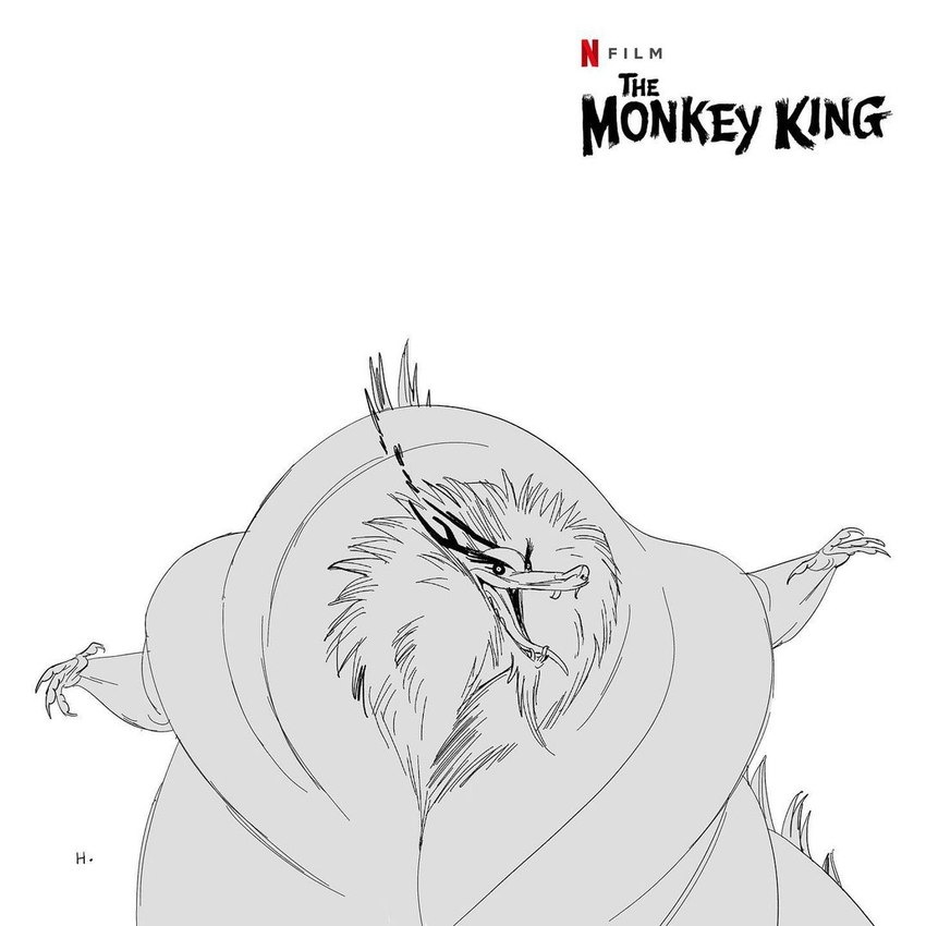 anthro belly big_belly horn long_mustache looking_at_viewer macro male mane morbidly_obese morbidly_obese_anthro obese obese_anthro obese_male overweight overweight_anthro overweight_male solo juliaon_art asian_mythology chinese_mythology east_asian_mythology mythology the_monkey_king_(netflix) ao_guang dragon_king dragon eastern_dragon marine mythological_creature mythological_scalie scalie 1:1 concept_art monochrome sketch