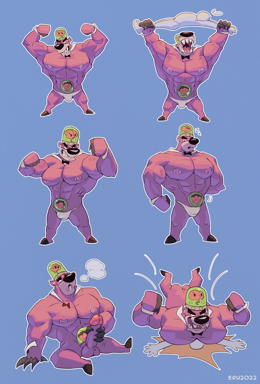 abs anthro balls blue_background brain briefs bulge clothed clothing duo erection eyebrows genitals glans group humanoid_genitalia humanoid_penis male masturbation muscular muscular_anthro muscular_male nipples organs pecs penile penile_masturbation penis simple_background solo_focus teeth trio underwear eruprior cartoon_network evil_con_carne the_grim_adventures_of_billy_and_mandy boskov_the_bear hector_con_carne bear brain_creature human mammal 2022 absurd_res hi_res