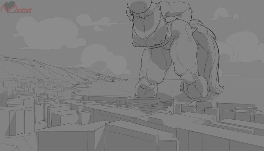 anthro blank_character female looming macro muscular practice solo megfluff domestic_cat felid feline felis mammal greyscale hi_res monochrome sketch