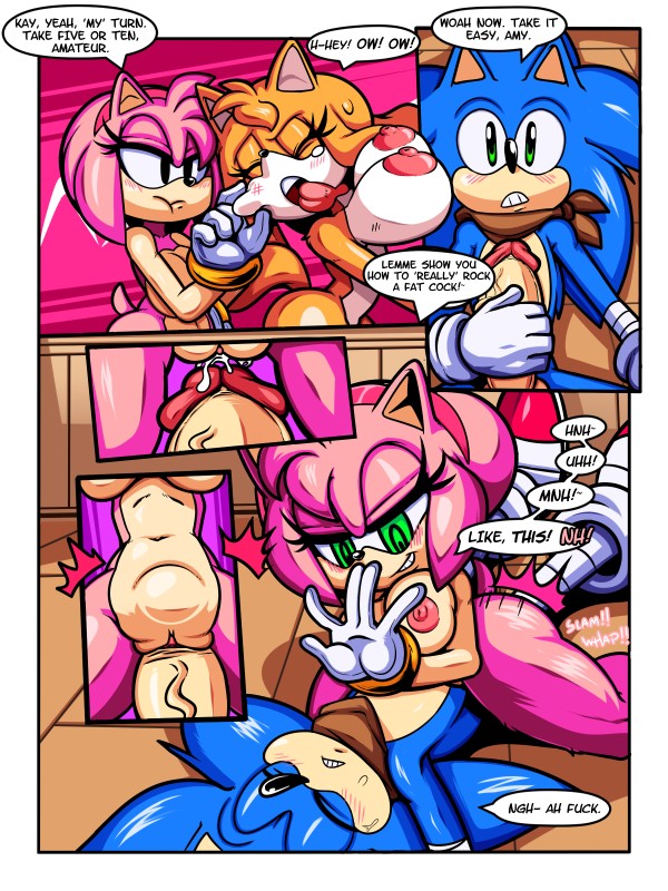 abdominal_bulge anthro big_breasts big_penis breasts dialogue dominant dominant_female female genitals group group_sex huge_breasts huge_penis male male/female male_penetrating nipples penetration penis sex speech_bubble text threesome trio vaginal vaginal_penetration cloudz superbunnygt sega sonic_boom sonic_the_hedgehog_(series) amy_rose sonic_the_hedgehog zooey_the_fox canid canine eulipotyphlan fox hedgehog mammal 3:4 absurd_res comic digital_media_(artwork) english_text hi_res