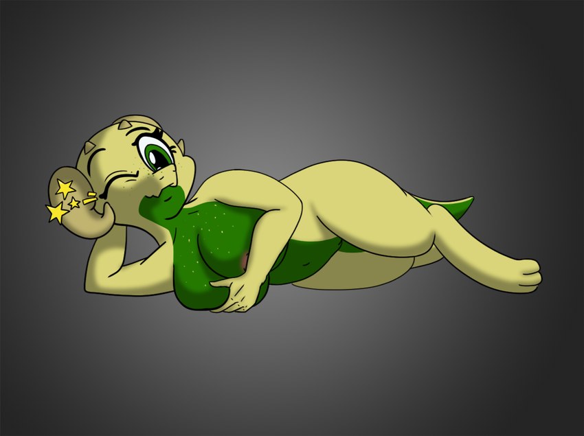 anthro big_breasts breasts butt covering covering_breasts covering_self female genitals horn nipples one_eye_closed pussy short_stack solo teasing wink mranthony2 draw_me_like_one_of_your_french_girls lemon_bounce kobold reptile scalie meme