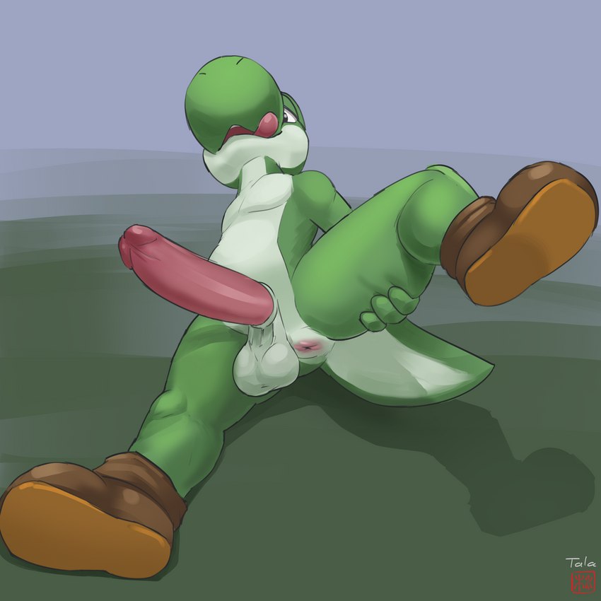 anthro anus balls biped boots boots_only clothing countershade_face countershade_tail countershade_torso countershading erection footwear footwear_only genitals green_body male mostly_nude penis presenting raised_leg shoes solo tail tongue tongue_out tala128 mario_bros nintendo yoshi_(character) green_yoshi reptile scalie yoshi 1:1 hi_res