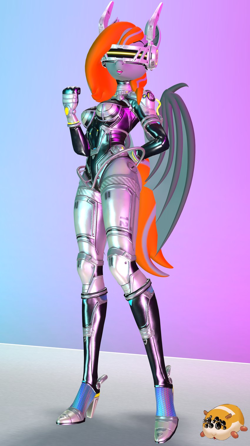 ambient anthro bat_ears boots clothing fangs female fist footwear hand_behind_back high_heeled_boots high_heels mechanical_body open_mouth shoes solo teeth mr.guinea_pig hasbro my_little_pony andromedika bat_pony equid equine horse mammal 3d_(artwork) 4k 9:16 absurd_res digital_media_(artwork) hi_res