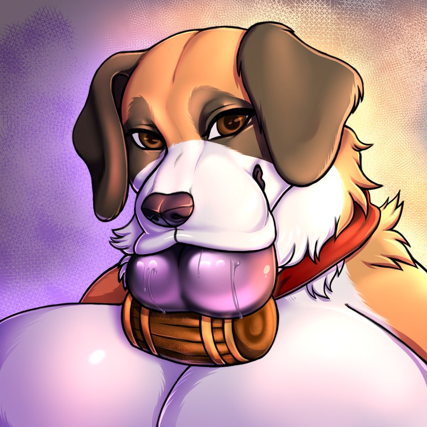 bimbofication collar expanding expansion hyper hyper_lips lips thick_lips vishykin canid canine canis domestic_dog mammal molosser mountain_dog saint_bernard 1:1 absurd_res hi_res