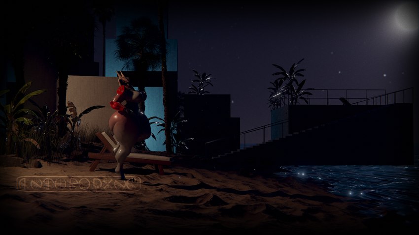 anthro beach big_breasts big_butt breasts butt clothed clothing cybernetics female huge_breasts huge_butt hyper hyper_butt machine night outside plant sand seaside sky solo star thick_thighs water wide_hips anthrodyne amphibian android cyborg robot robot_anthro salamander 16:9 3d_(artwork) digital_media_(artwork) hi_res widescreen