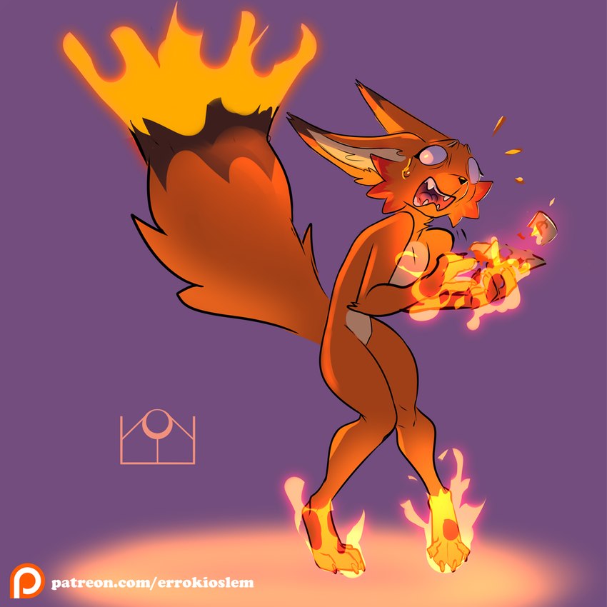 fire paldeck solo errokioslem palworld pocketpair pal foxparks pal_(species) 1:1 hi_res nonbinary_(lore)