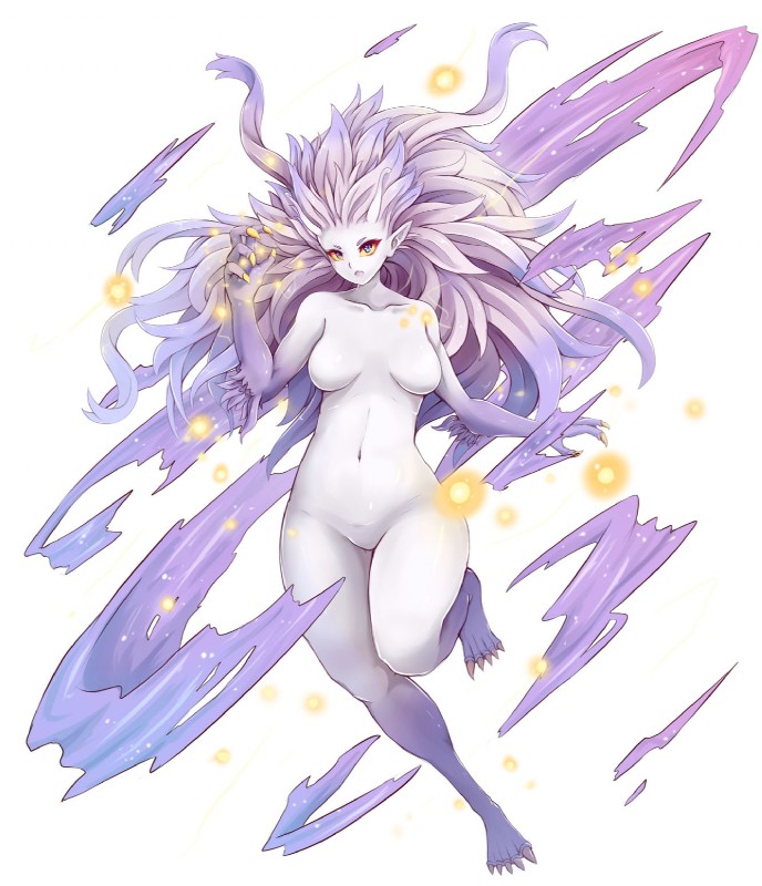 blue_eyes breasts claws featureless_breasts female hair looking_at_viewer monster_girl_(genre) navel not_furry nude open_mouth purple_hair simple_background solo white_background white_body white_skin yellow_sclera dunceneygak final_fantasy final_fantasy_vi square_enix terra_branford trance_tina_branford humanoid 2016 hi_res