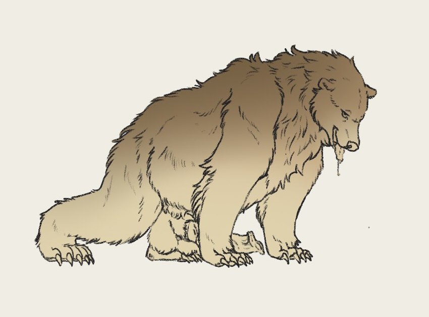 anatomically_correct anatomically_correct_genitalia anatomically_correct_penis animal_genitalia animal_penis anthro aroused balls big_balls big_penis bodily_fluids drooling erection feral fur genitals hair male male_feral mane mane_hair monotone_background nude open_mouth penis plantigrade quadruped saliva saliva_on_tongue sheath short_ears side_view simple_background small_ears solo tongue tongue_out ursine_genitalia ursine_penis kaiju_kookies kuruk_(character) bear brown_bear grizzly_bear mammal ursine 2024 colored_pencil_(artwork) sketch traditional_media_(artwork)