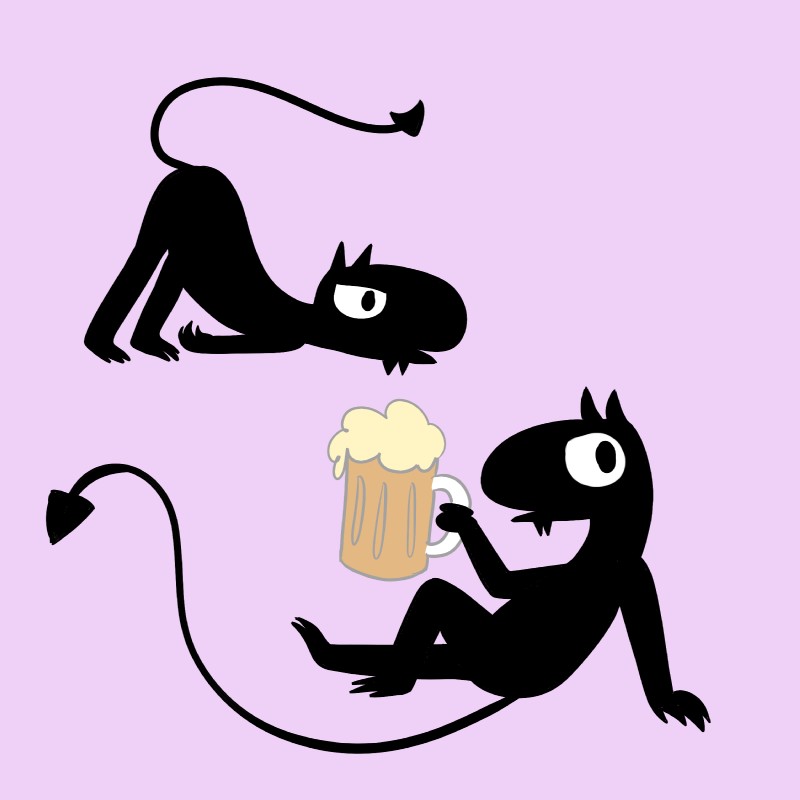 alcohol anthro beer beverage fangs looking_at_viewer male pointed_tail relaxing silhouette simple_background solo teeth crocodilianbooty disenchantment_(series) netflix luci_(disenchantment) demon 1:1 hi_res