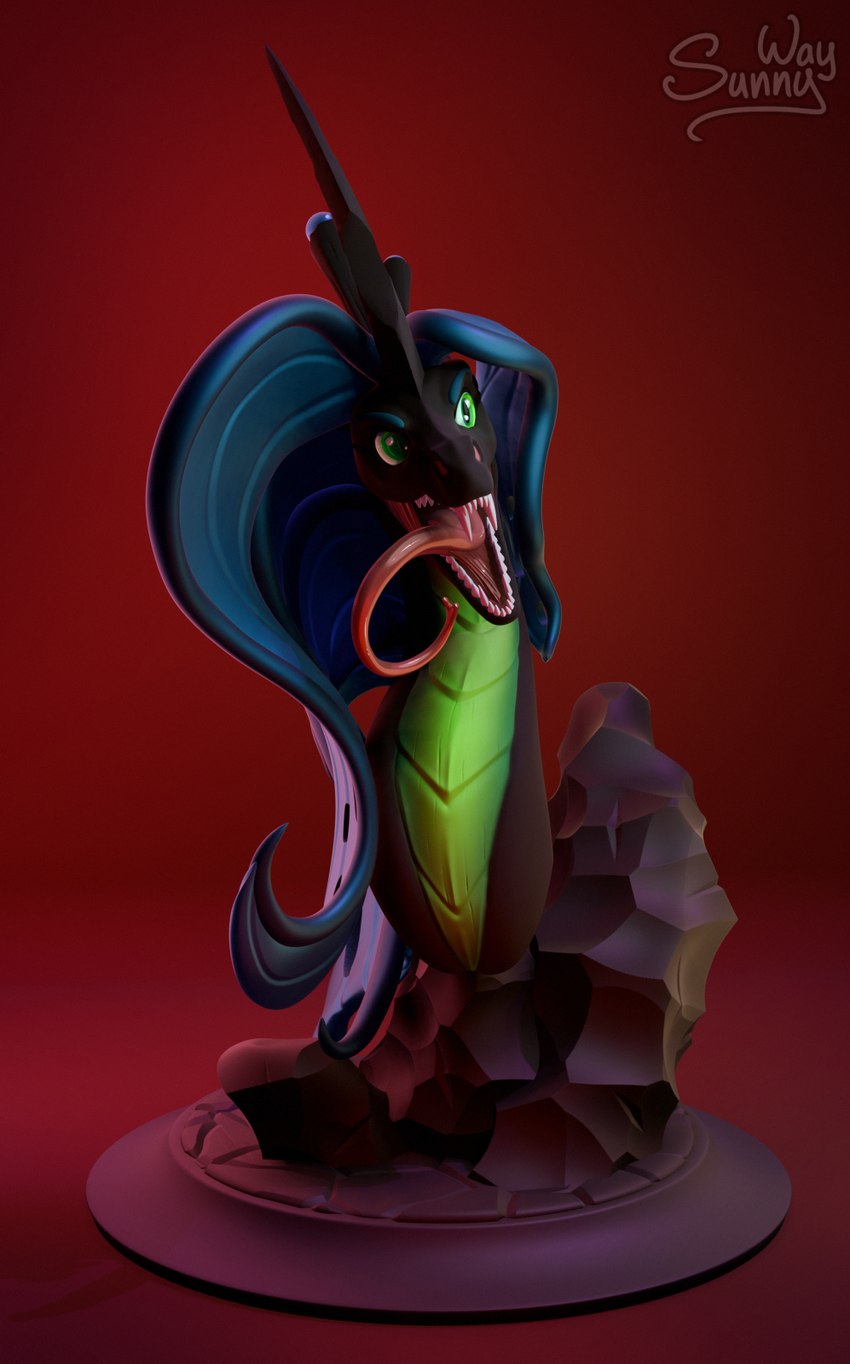 chrysalis fangs feral figurine hemlock_queen_bust horn open_mouth redesign sculpture solo statue teeth tongue tongue_out sunny_way friendship_is_magic hasbro my_little_pony queen_chrysalis_(mlp) arthropod changeling 3d_(artwork) bust_portrait digital_media_(artwork) hi_res portrait zbrush_(artwork)