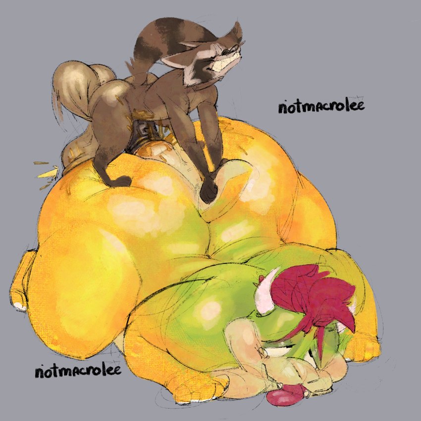 bowser and rocket raccoon (guardians of the galaxy and etc) created by macrolee