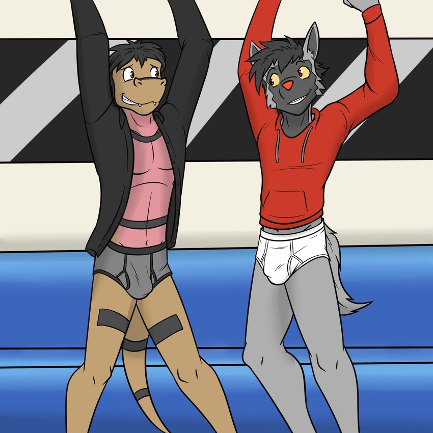 anthro anthrofied black_seam_briefs black_seam_underwear briefs bulge clothed clothing colored_seam_underwear duo eye_contact grey_briefs grey_clothing grey_underwear hoodie jacket looking_at_another male male/male navel open_clothing open_jacket open_mouth open_topwear pantsless pokemorph red_clothing red_hoodie red_topwear smile subway teeth_showing tighty_whities topwear underwear white_briefs white_clothing white_underwear fuze nintendo pokemon pawl_(fuze) roen_(fuze) generation_3_pokemon generation_5_pokemon krokorok pokemon_(species) poochyena 1:1 hi_res