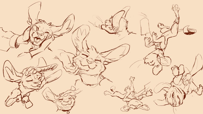 anthro belly_rub blep collar collar_only disembodied_hand duo eyes_closed female fur lying nude open_mouth petting smile teeth tongue tongue_out whiskers animancer luck_(animancer) dipodid jerboa mammal rodent 16:9 2024 absurd_res hi_res monochrome sketch widescreen