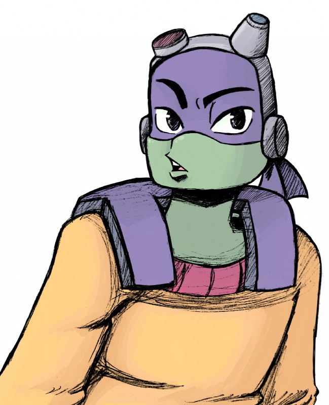 anthro clothed clothing eyebrows eyewear eyewear_on_head goggles goggles_on_head kerchief looking_at_viewer male mask purple_eyes raised_eyebrow shell simple_background solo sweater topwear white_background inkyfrog rise_of_the_teenage_mutant_ninja_turtles teenage_mutant_ninja_turtles donatello_(tmnt) reptile scalie softshell_turtle spiny_softshell_turtle turtle 2018 hi_res