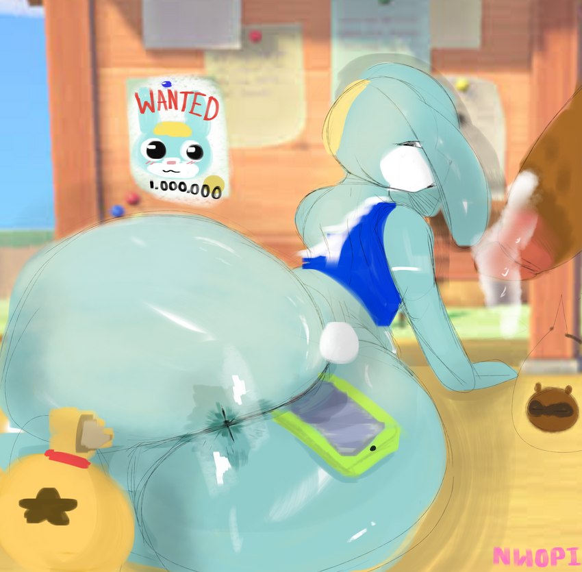 ambiguous_fluids anthro anus male male/male solo_focus thick_thighs nwopi animal_crossing nintendo sasha_(animal_crossing) lagomorph leporid mammal rabbit hi_res