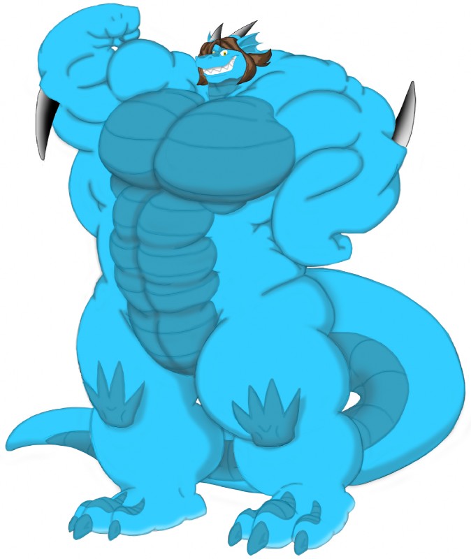 abs anthro big_muscles flexing huge_muscles hyper hyper_muscles male muscular muscular_anthro muscular_male nude pecs simple_background solo tail white_background c-trigger mythology beta_tyson dragon mythological_creature mythological_scalie scalie hi_res