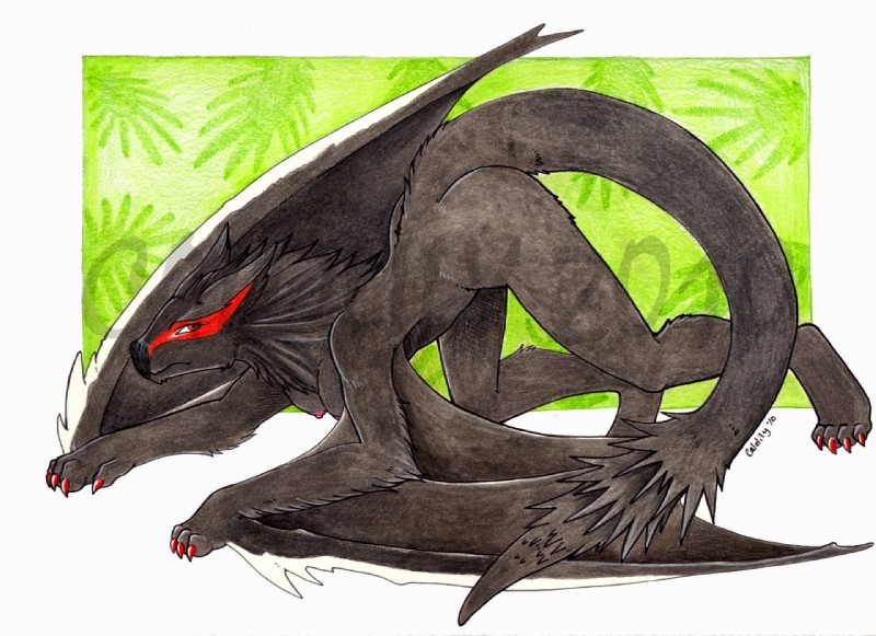 anthro beak female looking_at_viewer membrane_(anatomy) membranous_wings solo tail wings calolily capcom european_mythology monster_hunter mythology dragon flying_wyvern mythological_creature mythological_scalie nargacuga scalie western_dragon wyvern